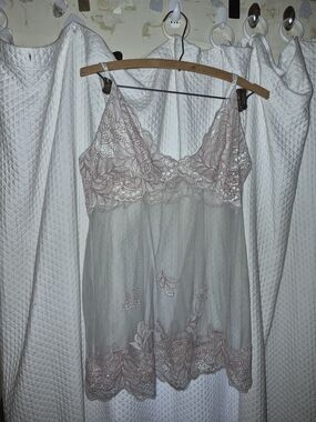Victoria's Secret Sheer Lace Chemise in Blush and Ivory